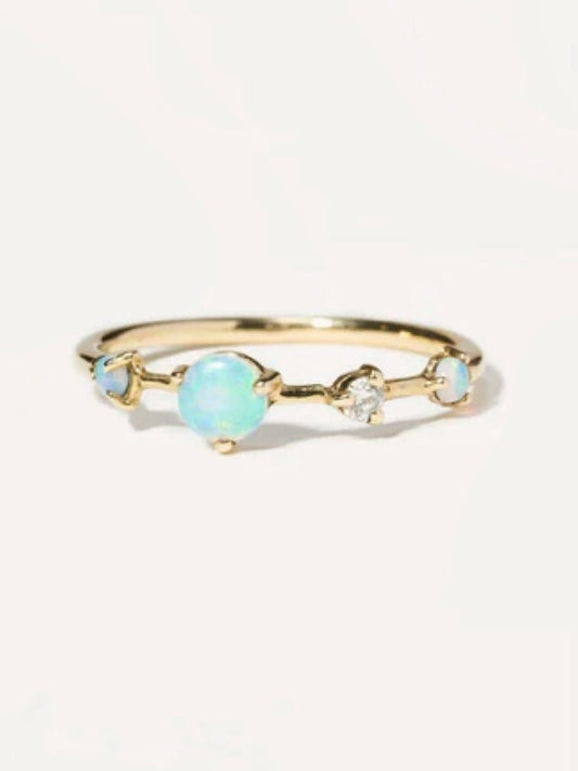 Large Four-Step Opal & Diamond Ring
