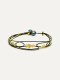 Cord Bracelet with Gold Leaves