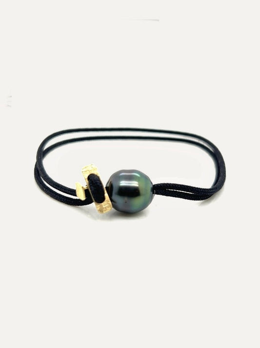 Tahitian Pearl & 14k Gold Cord Bracelet
