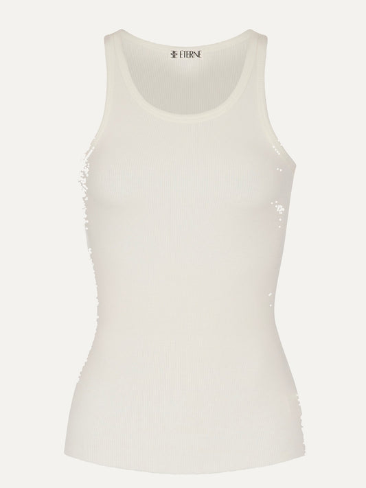 ETERNE High Neck Fitted Tank in Cream