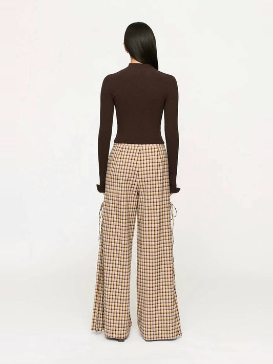 CLEA Carlos Side Tie Trouser in Praline Check