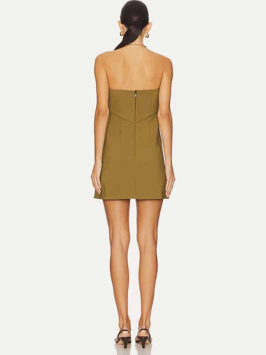 SHONA JOY Lani Strapless Mini Dress in Army Green