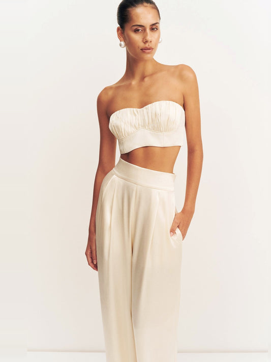 SHONA JOY La Lune Corded Ruched Bralette in Cream