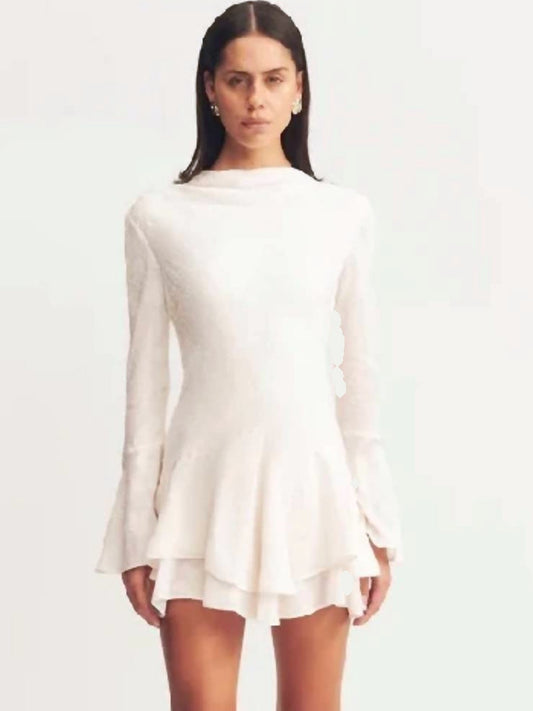 SHONA JOY Bowery Long Sleeve Ruffle Mini Dress in Milk