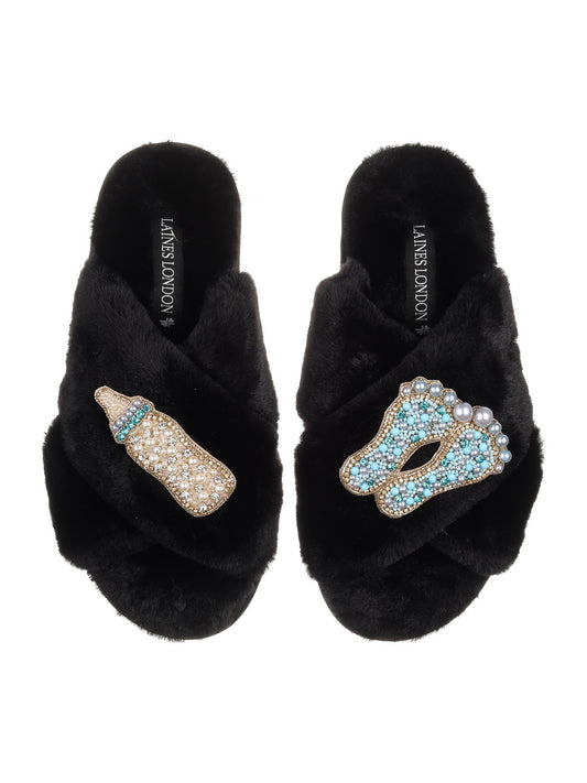LAINES LONDON Baby Boy Slippers in Black