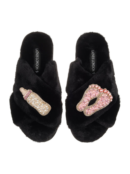 LAINES LONDON Baby Girl Slippers in Black