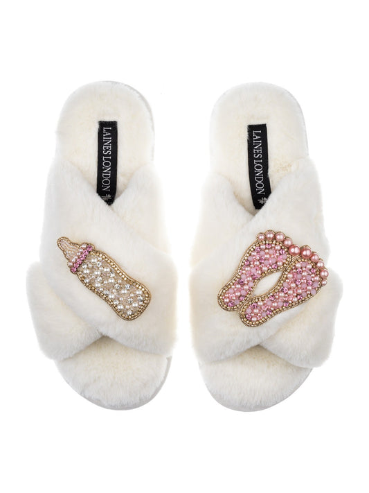 LAINES LONDON Baby Girl Slippers in Cream