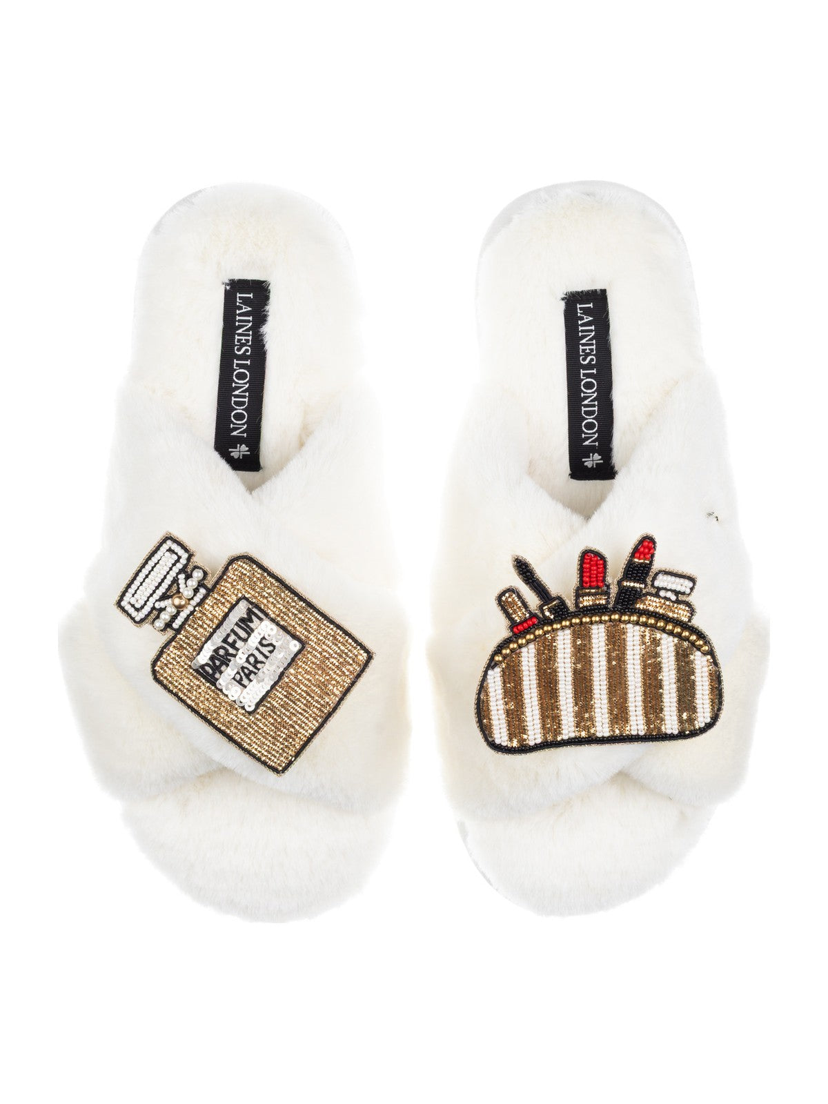 LAINES LONDON Beauty Queen Slippers in Cream