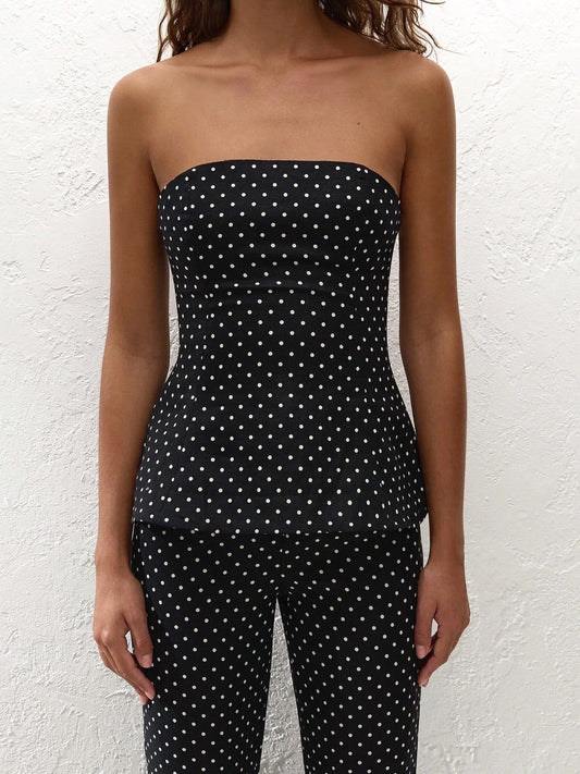FAITHFULL THE BRAND Petro Top Polka Dot Black Cream