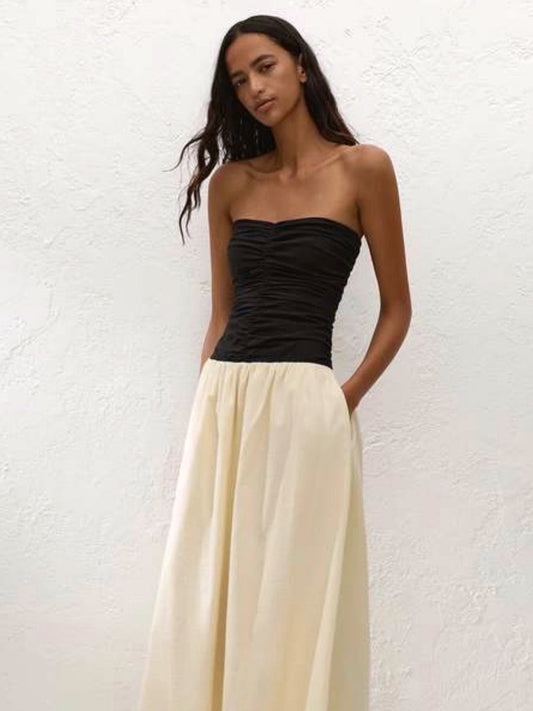 FAITHFULL THE BRAND Sant Roc Maxi Dress in Black & Cream
