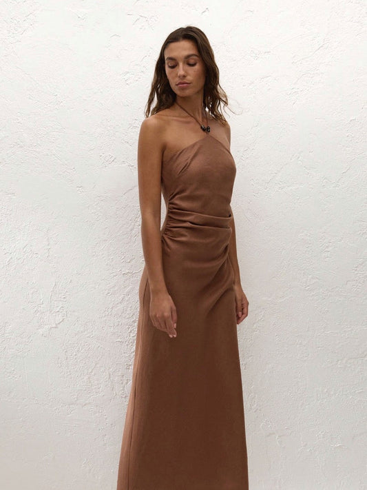 FAITHFULL THE BRAND Natalia Midi Dress in Cacao