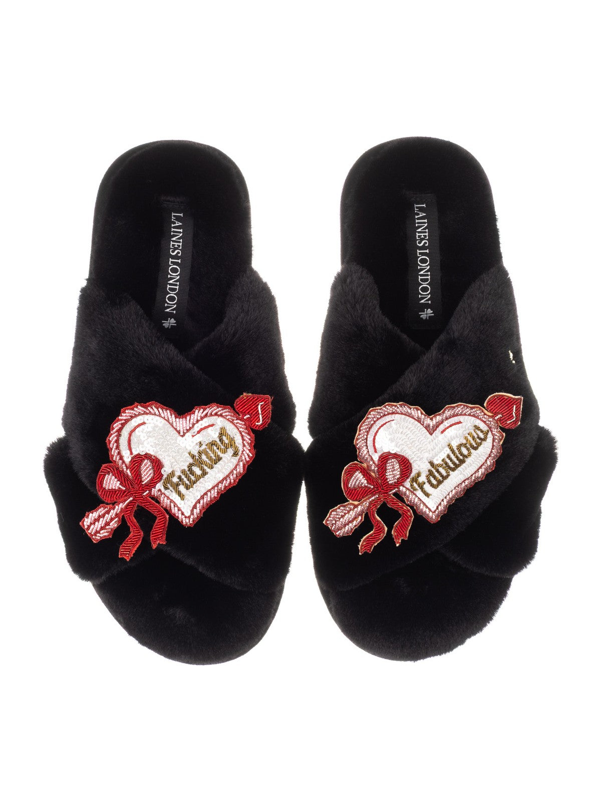 LAINES LONDON Fucking Fabulous Slippers in Black