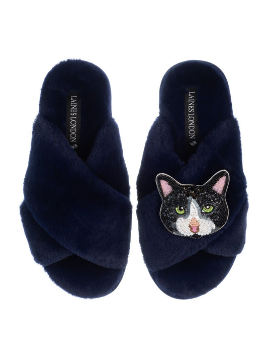 LAINES LONDON Oreo Cat Slippers in Grey