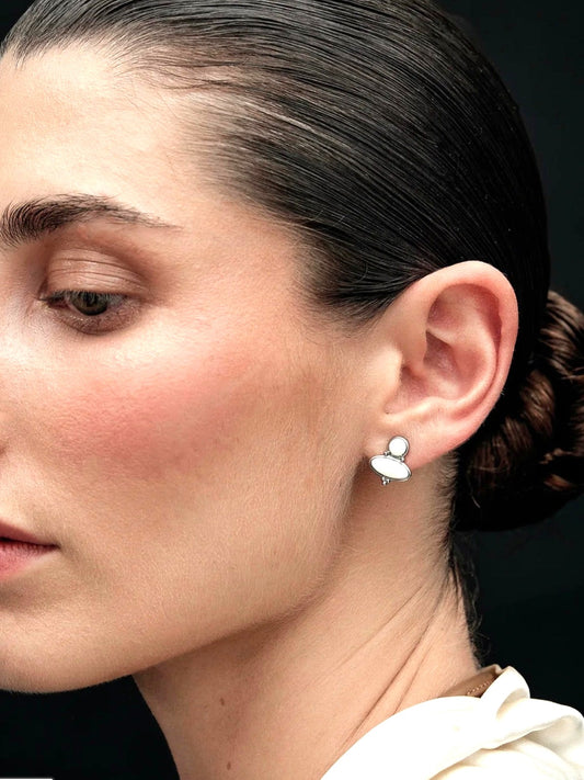HEAVEN MAYHEM Romy Earrings in White & Silver
