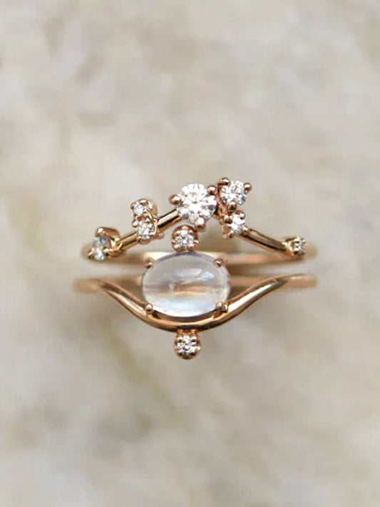 Organic Triangle Brilliant Cut Diamond Ring