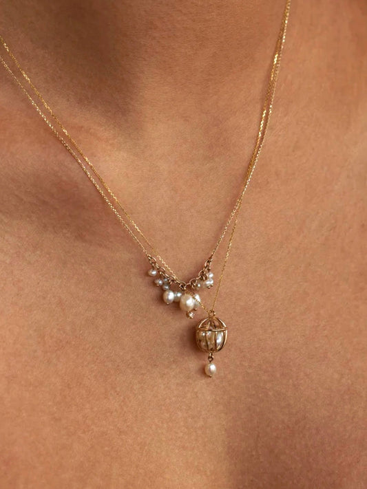 Shadow Diamond & Pearl Necklace