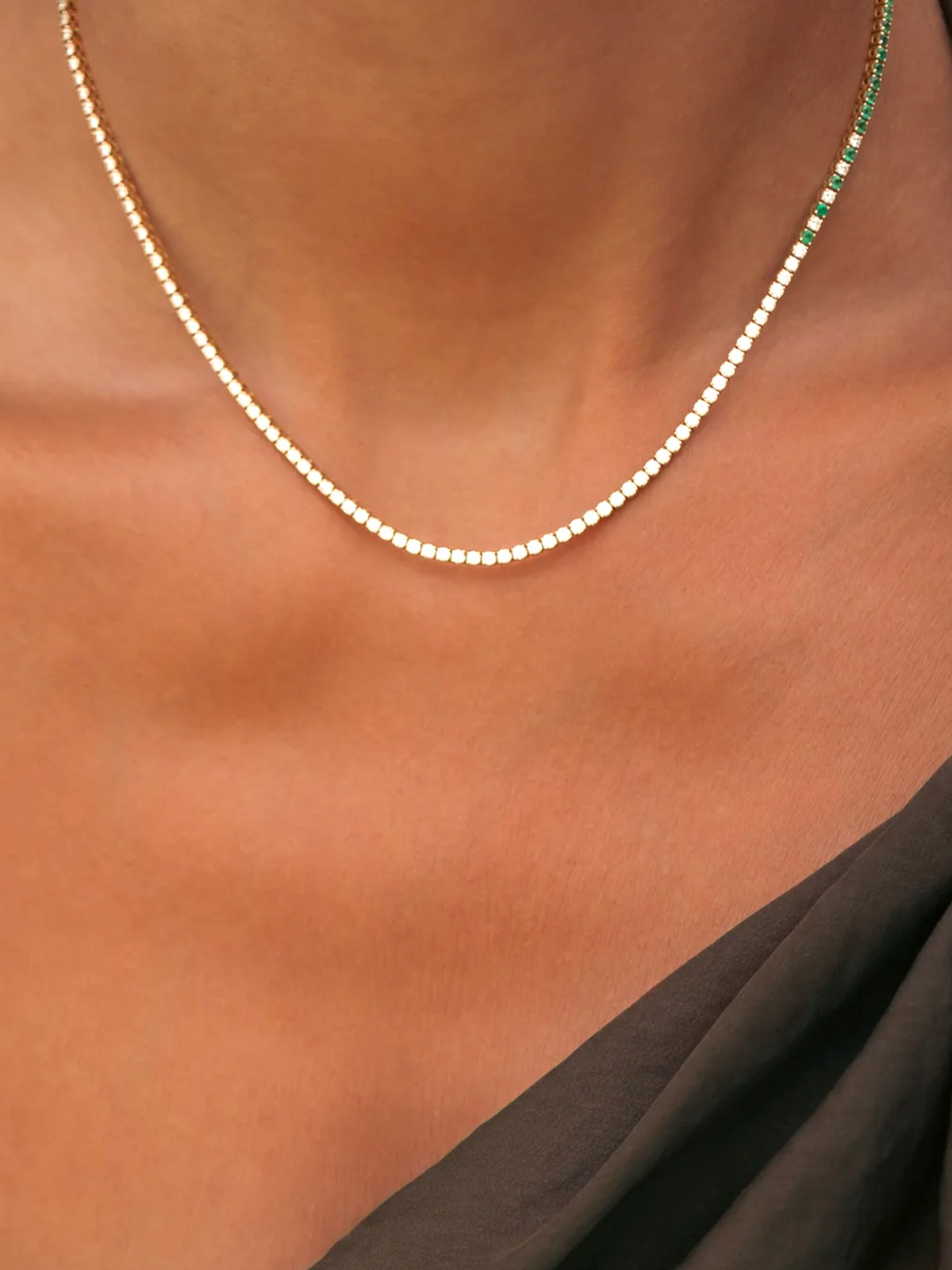 LARK Emerald Cascade Diamond Tennis Necklace in Solid Gold