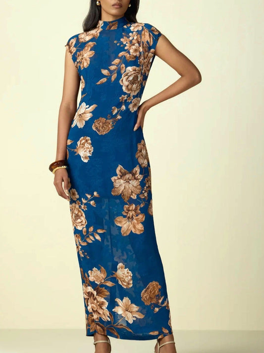 HEMANT & NANDITA Ashi Midi Dress in Teal