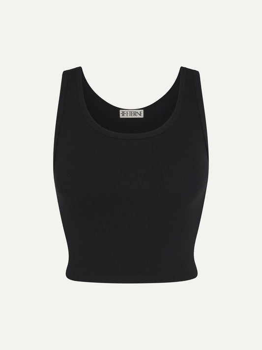 ETERNE Cropped Scoop Neck Tank in Black
