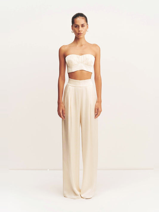 SHONA JOY La Lune Corded Ruched Bralette in Cream