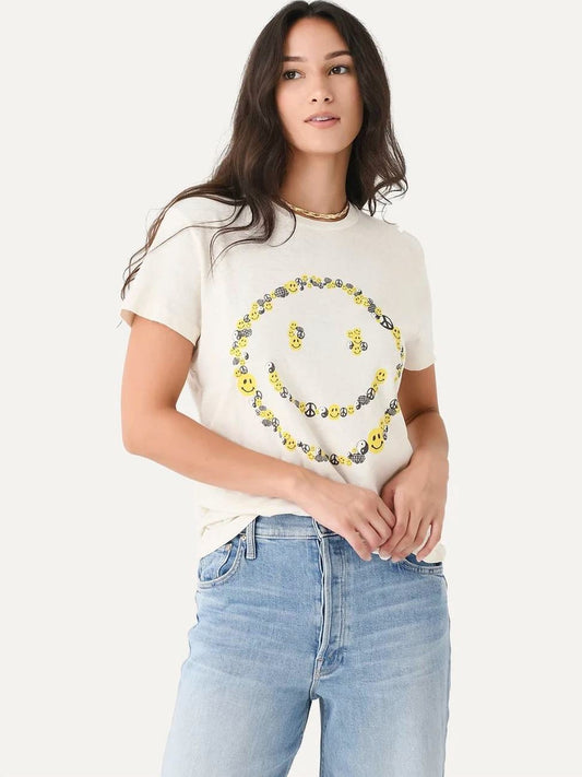 RE/DONE 70s Loose Tee Smile in Vintage White