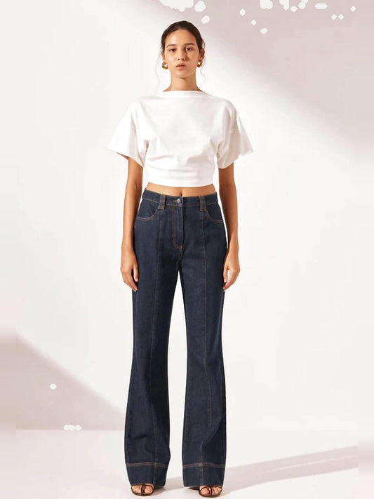 SHONA JOY Rita Pintuck Straight Leg Jean in Deep Indigo