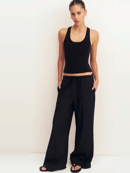 SHONA JOY Castrol Drawstring Pant in Black