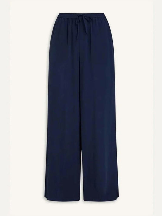 ONIA Silk Wide Leg Drawstring Pant in Deep Navy