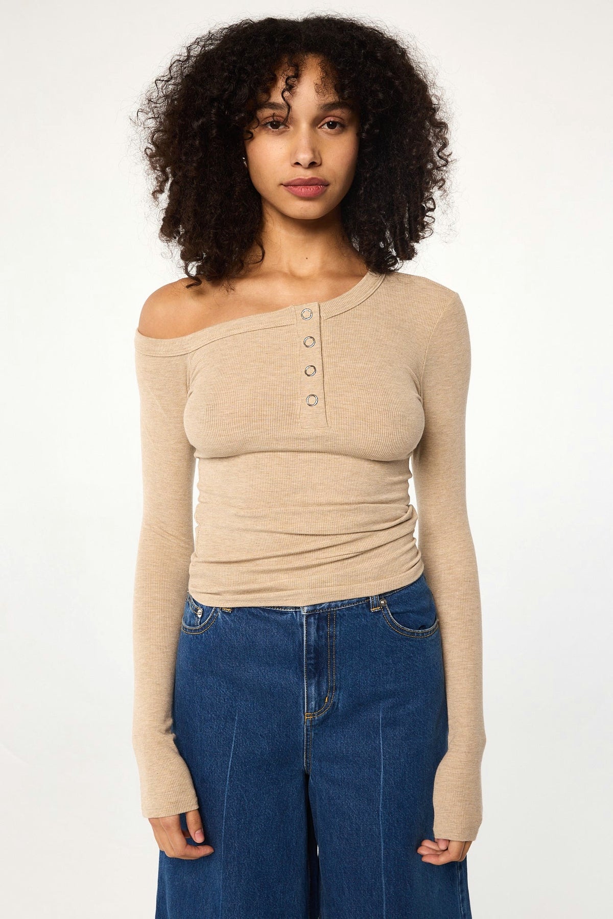 THE LINE BY K Harley Top in Beige Melange
