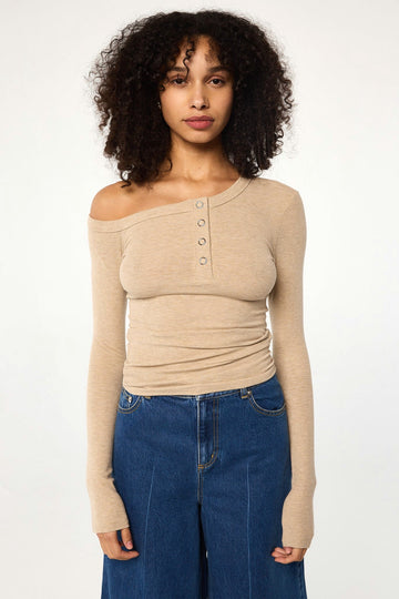 THE LINE BY K Harley Top in Beige Melange
