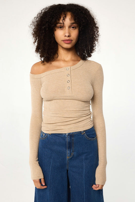 THE LINE BY K Harley Top in Beige Melange