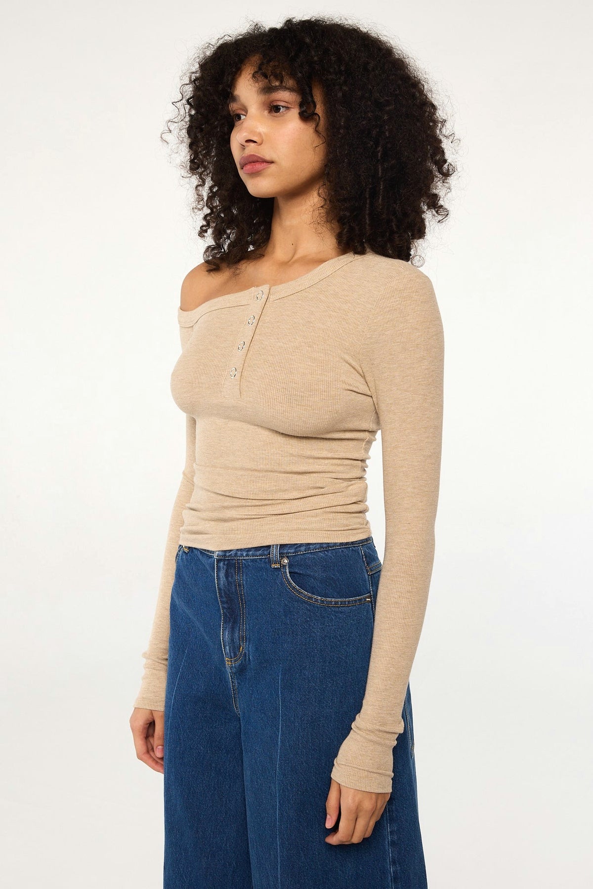 THE LINE BY K Harley Top in Beige Melange